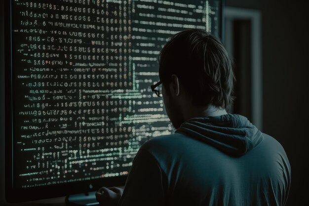 Person writing code for algorithm using genetic programming