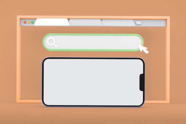Phone 13 and Website Icons Front Side In Orange Background