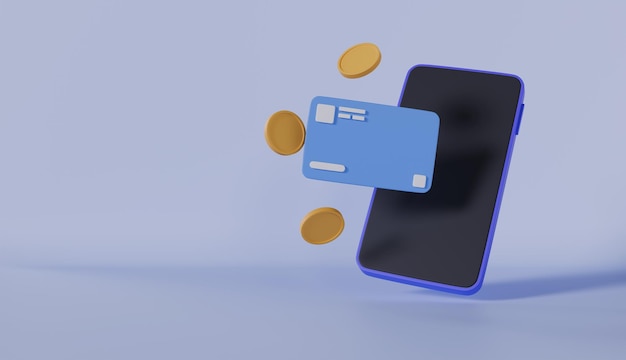 Phone with credit card Mobile banking and Online payment service Saving money wealth and business