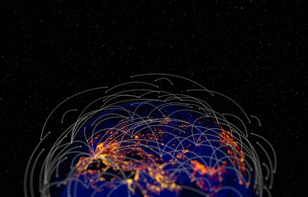 Photo of Communication technology for internet business Global world network and telecommunication