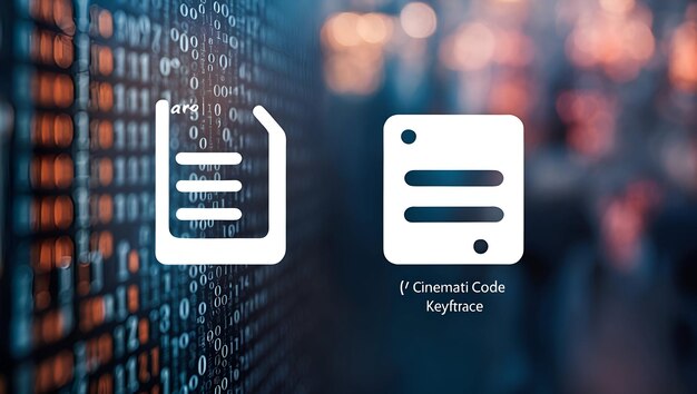 Photo Realistic Code Icon and Binary Code Symbol with Copy Space for Infographics Programming and