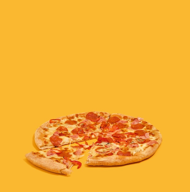 Pizza and fun weekends Cafe lunch and fast food Copy space for text