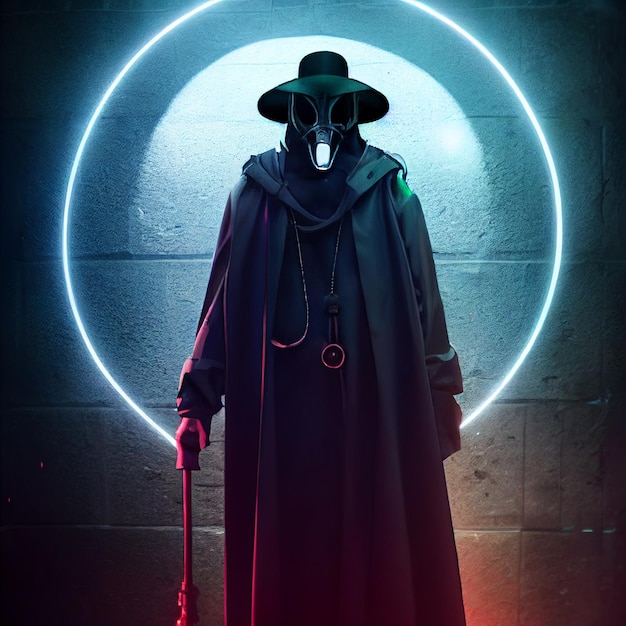 plague doctor portrait scary illustration