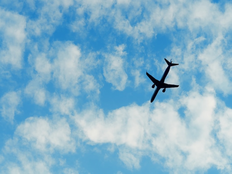 Photo plane in blue skies transport background hd