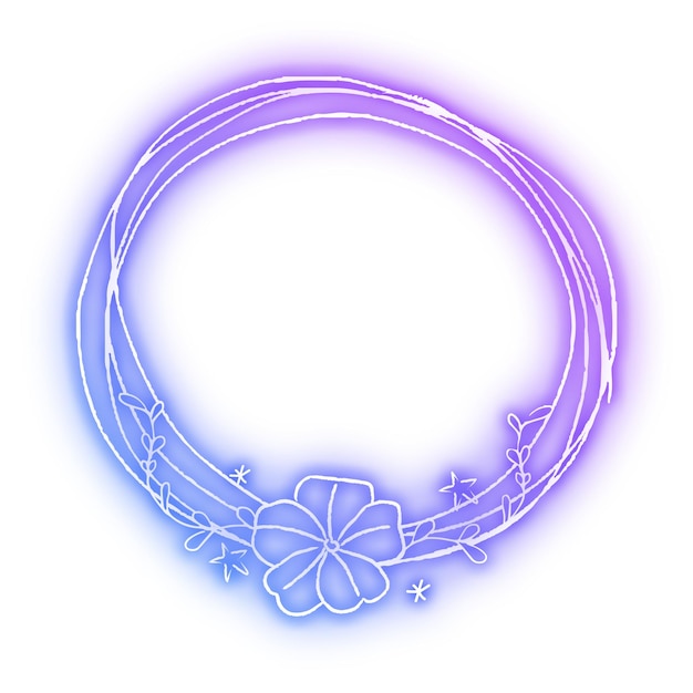 Png floral frame purple neon gradient clipart