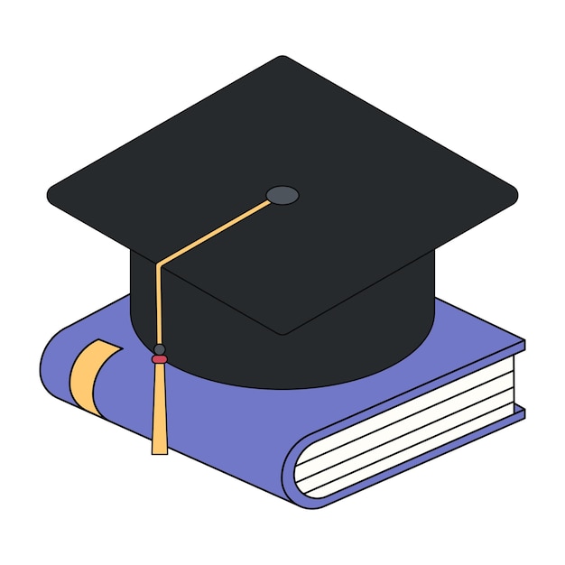 Png graduation hat and book illustration transparent background