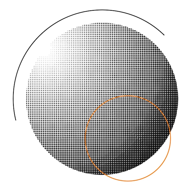 Png halftone abstract circle element transparent background