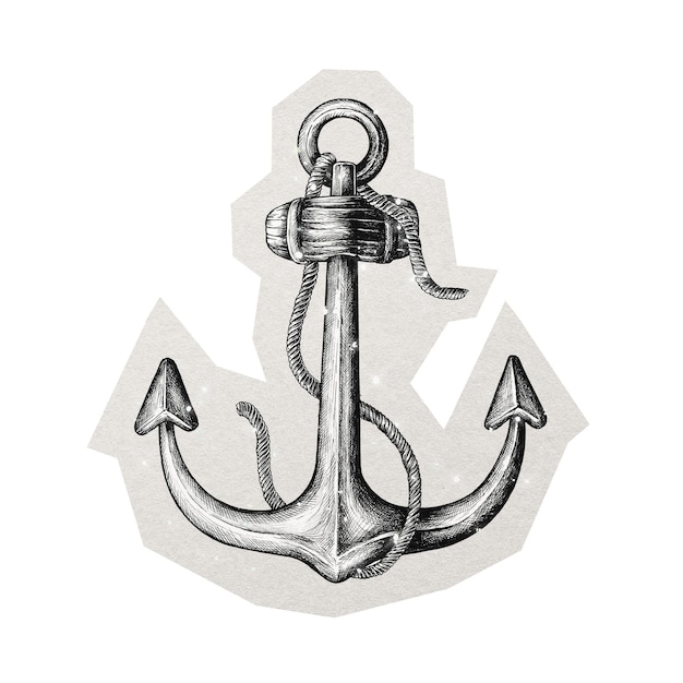 PNG metal shank anchor sticker white border transparent background