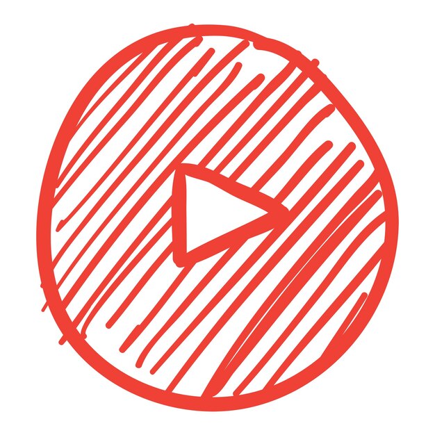 PNG red play button doodle element transparent background