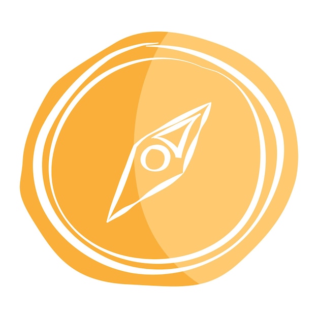 png yellow compass hand drawn icon transparent background