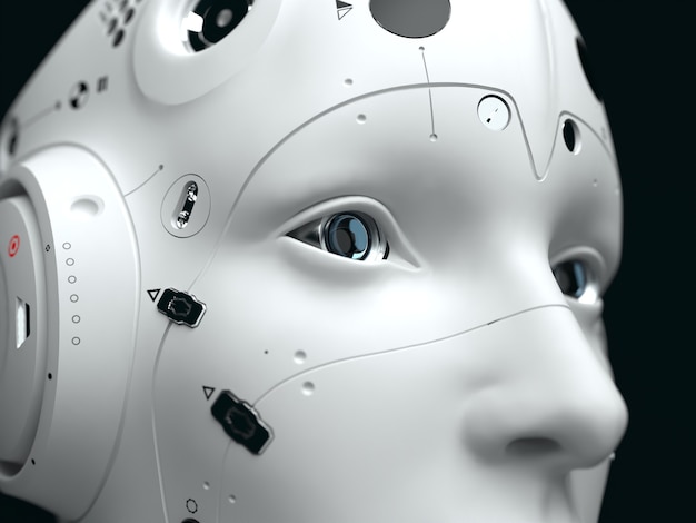 Portrait of a robot woman close