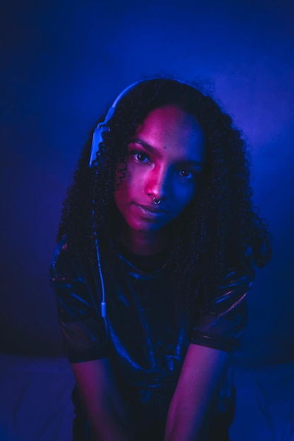 portrait of woman against wall