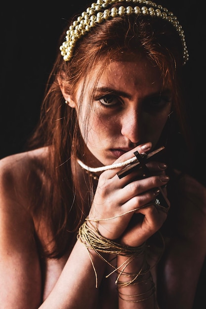 portrait of woman holding hope