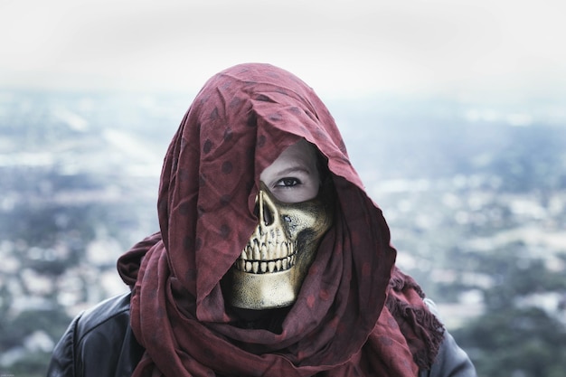 portrait of woman wearing mask