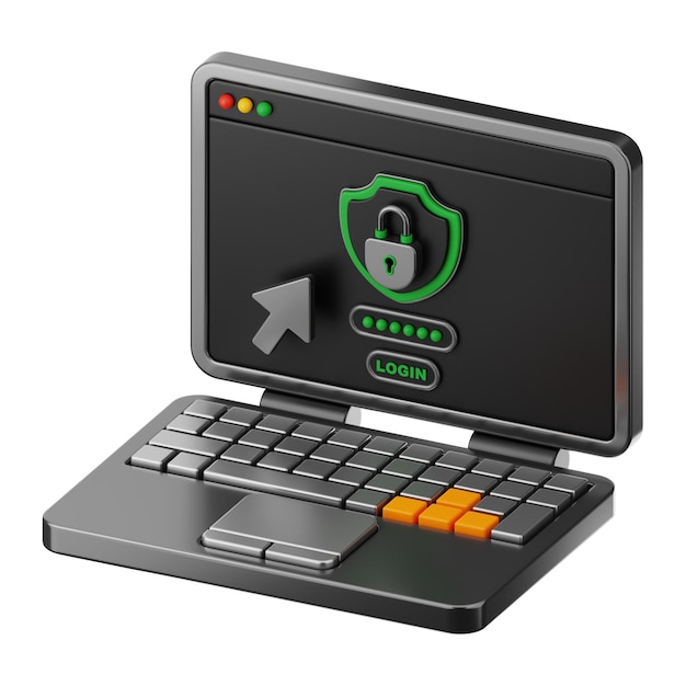 Premium Privacy laptop web page security lock icon 3d rendering on isolated background