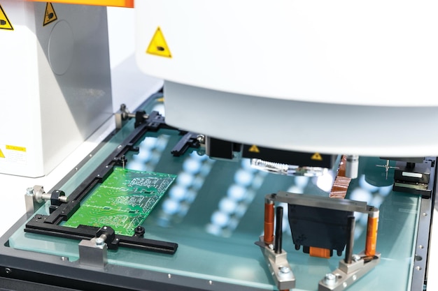 Printed circuit board during production process electronics manufacturing