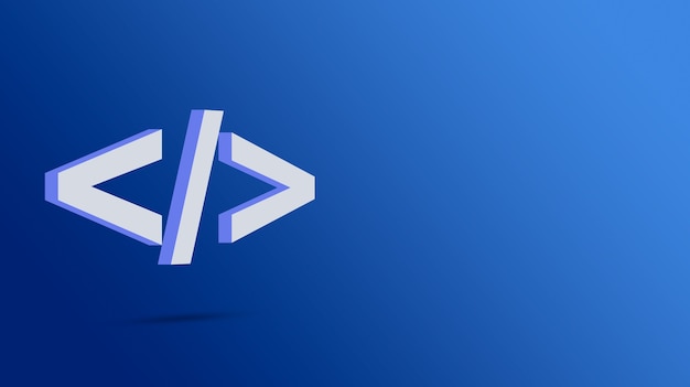 program code icon on blue background 3d