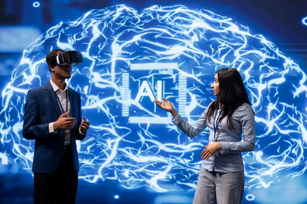 Programmer using virtual reality gear to build AI machine learning algorithms