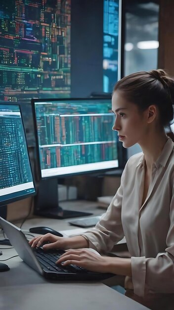 programming background with person working with codes on computer