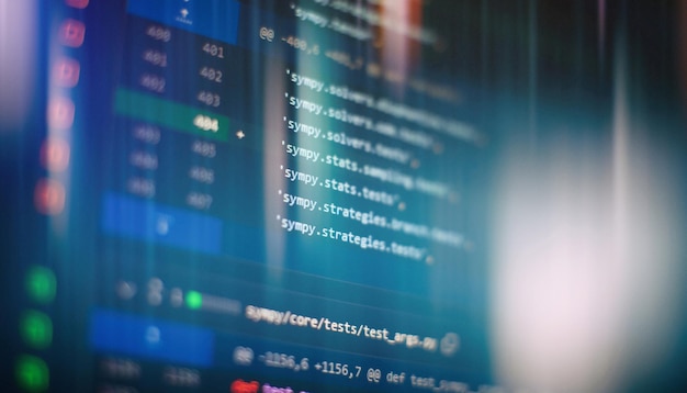 Programming code on computer screen Software development Writing program code on computer