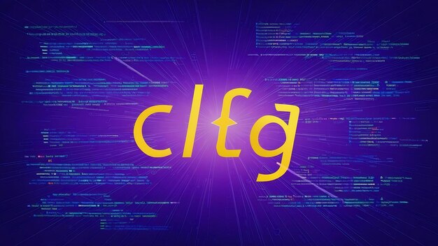 Programming languages on tech purple background with code elements and lines of light