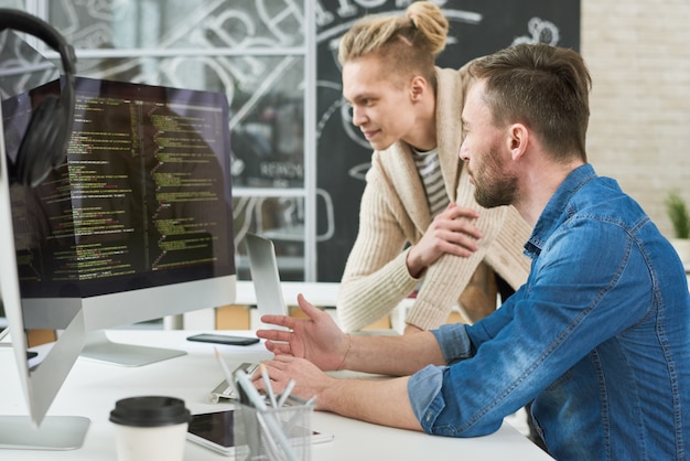 Programming team working on new software