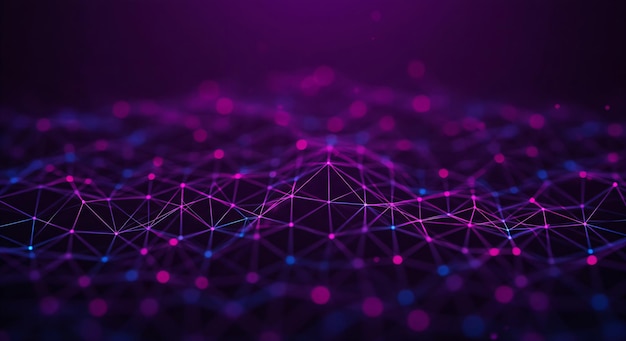 Purple network of lines and dots Background
