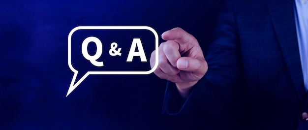 Q and A questions and answers symbol FAQ frequency asked questions Answer Question Ask Information Communication and Brainstorming Concepts