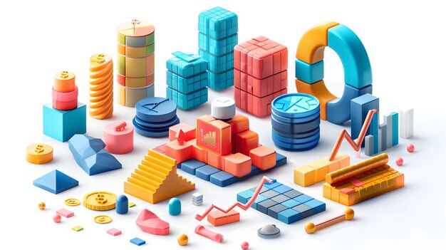 quantitative trader testing algorithmic strategies with 3d flat icon in isometric scene