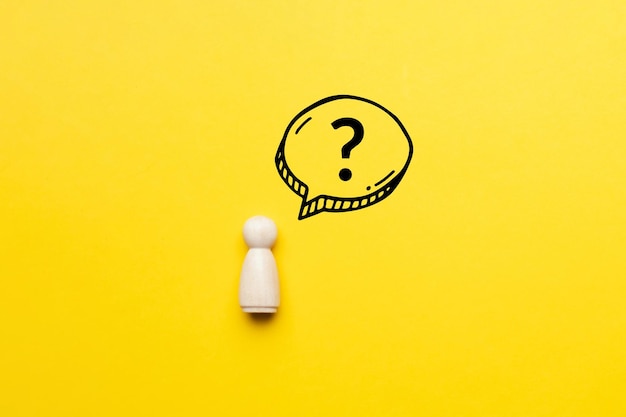 Question mark concept or FAQ sign over person
