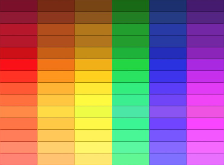 Photo rainbow gradient colorful rectangular shape brick tiles wall background.