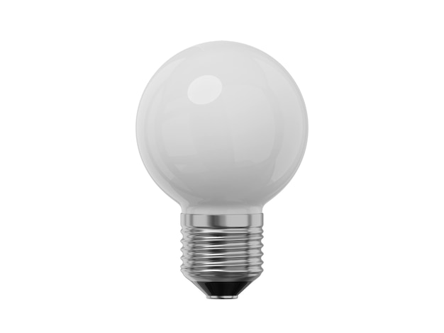 Realistic white light bulb 3D rendering Icon on white background