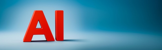 Red ai d text on blue background