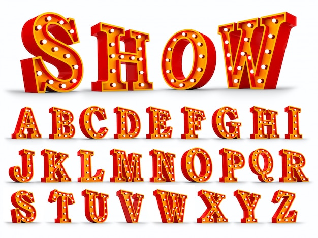 red alphabet light bulb 3d rendering
