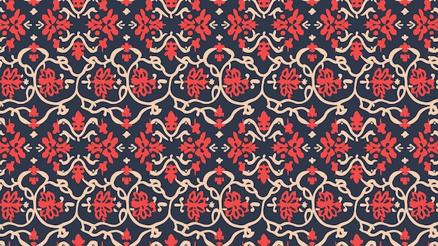 Red and Cream Damask Pattern