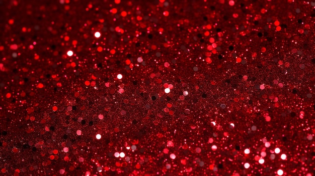 Red glitter light defocused and blurred bokeh Christmas background Generative AI