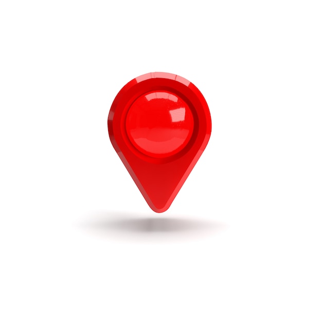 red gps pointer. red map pointer. isolated. three-dimensional rendering. 3d render illustration.