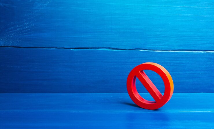 Photo red prohibition symbol no. expression of protest and disagreement.
