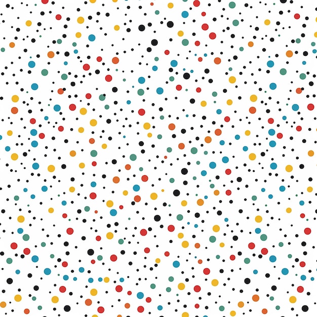 rendered photos of small and colorful bid dots seamless pattern line art white background
