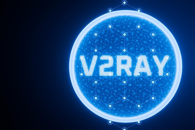Replacement of VPN for accessing Internet V2Ray tool is responsible for implementing network protocols and functions Concept of bypassing censorship on Internet Freedom on the Internet 3d render