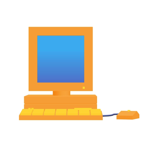 Retro computer with monitor mouse and keyboard Business concept