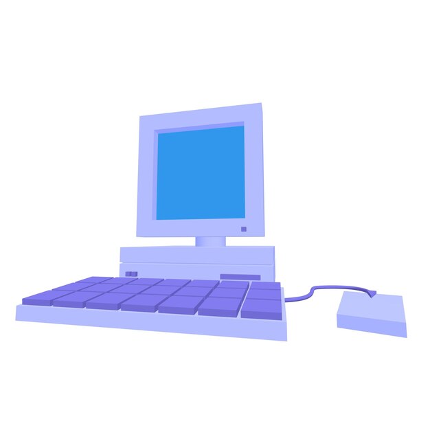 Retro computer with monitor mouse and keyboard Business concept