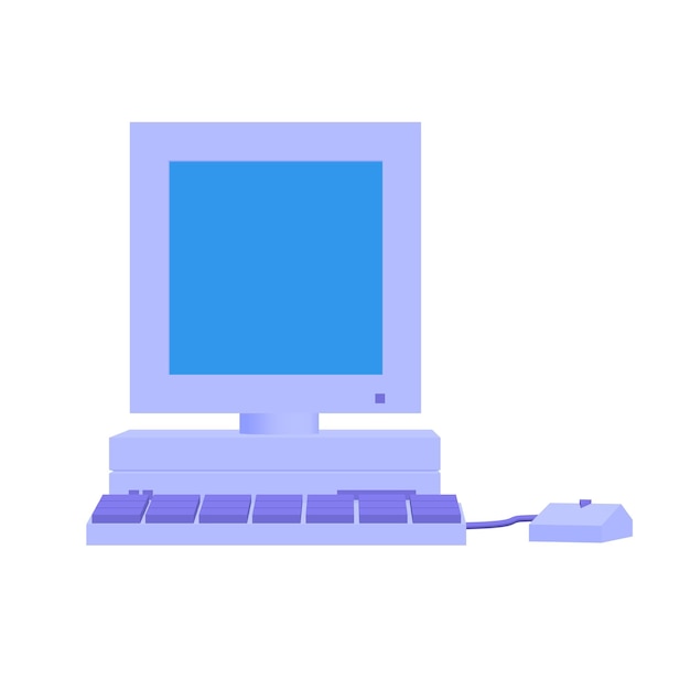 Retro computer with monitor mouse and keyboard Business concept