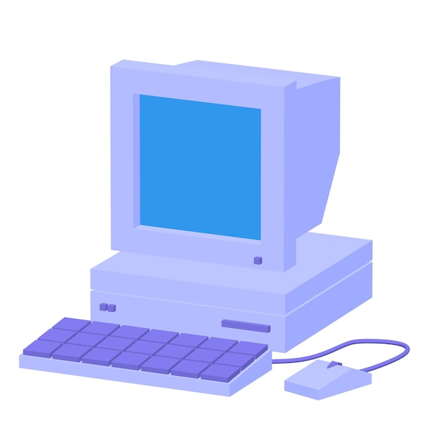 retro computer with monitor mouse and keyboard business concept