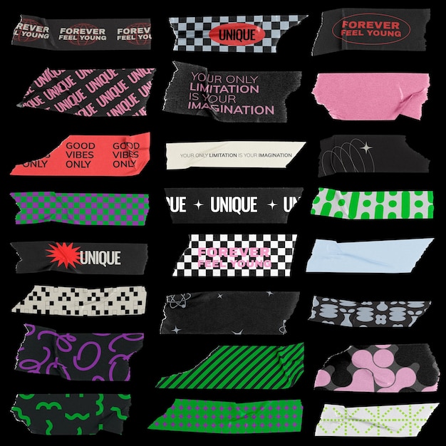 retro washi tape design element remix set