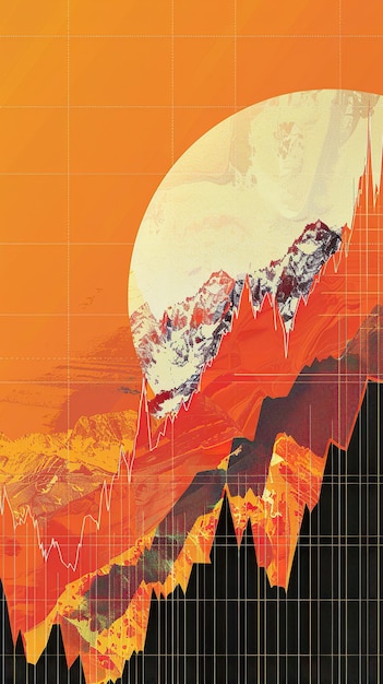 Rising Stock Chart Orange Background