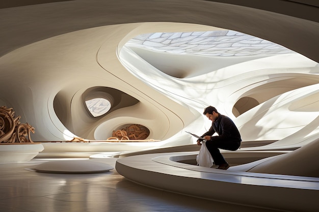 robot architect designing sustainable structures