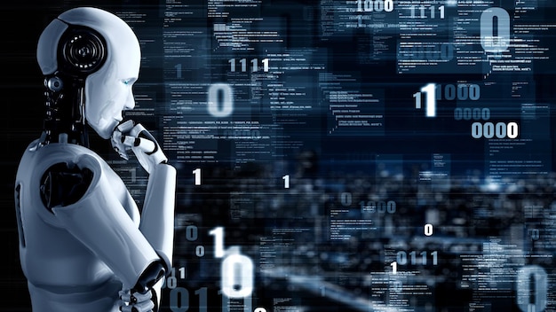 Robot tương lai trí tuệ nhân tạo huminoid AI lập trình mã hóa