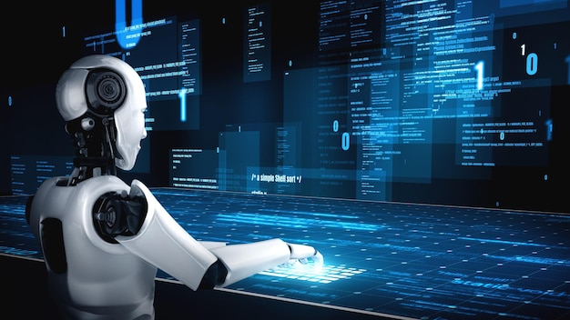 Robot tương lai trí tuệ nhân tạo huminoid AI lập trình mã hóa