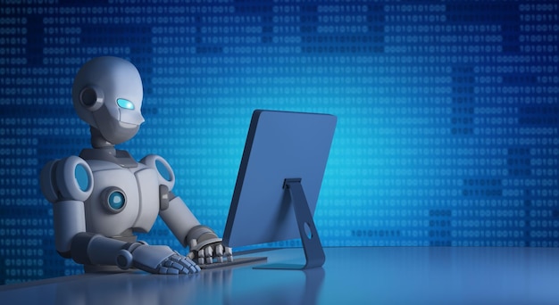 Robot using computer against binary codes